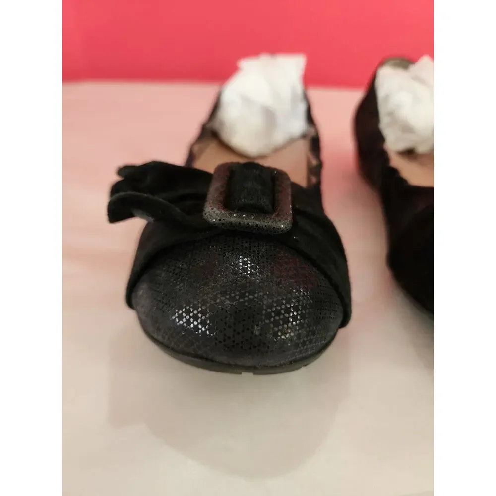 Abeo Bio System Tabitha Black Leather Ballet Flats Shoes Women Sz 6 N narrow
